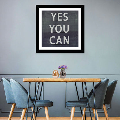 Yes You Can Chalkboard Typography Wall Art