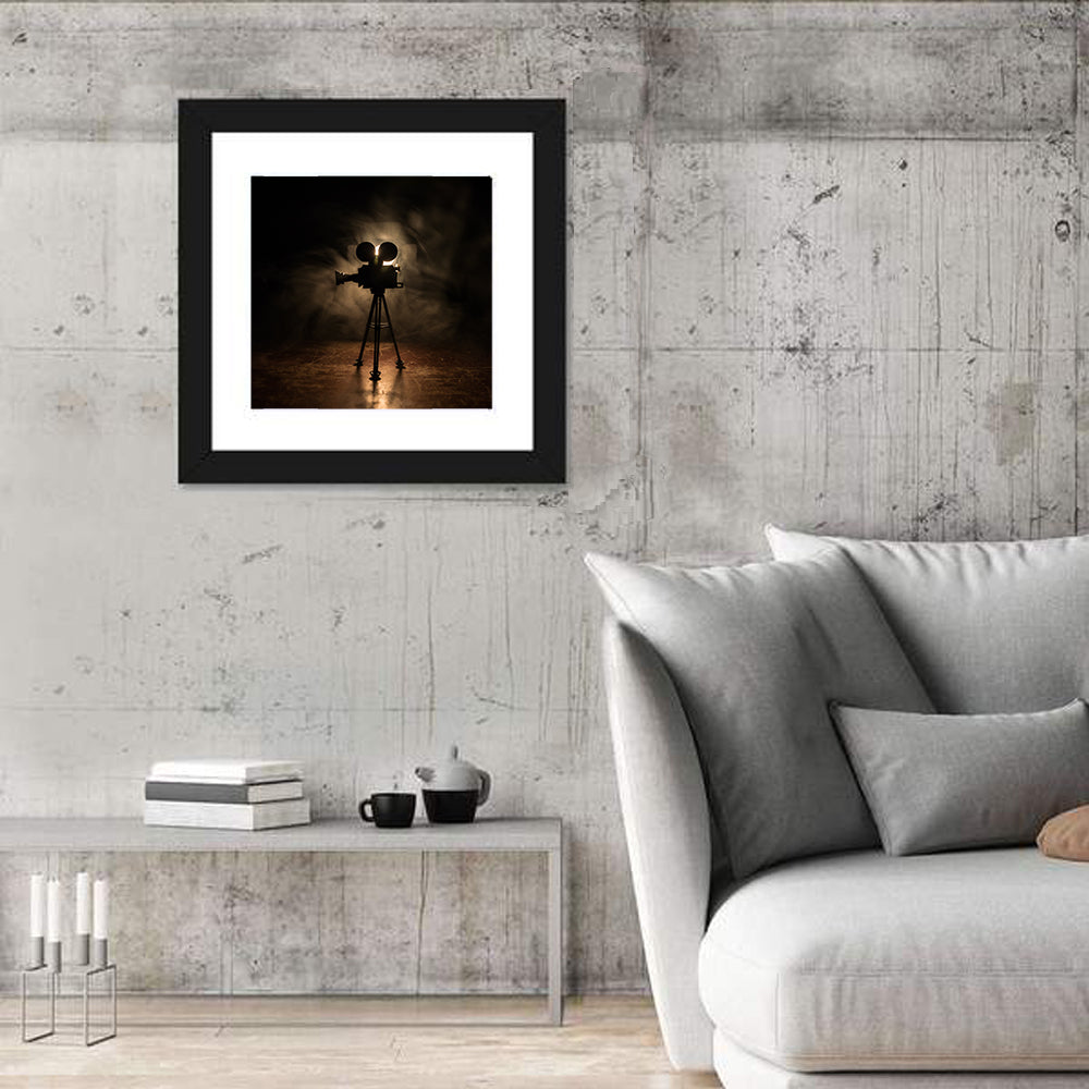 Backlit Vintage Movie Camera Wall Art