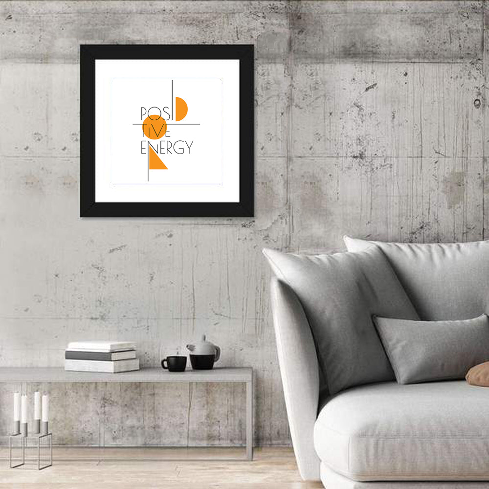 Positive Energy Typography Wall Art in a room, square