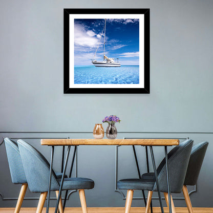 Furled Sails Over Turquoise Water Wall Art