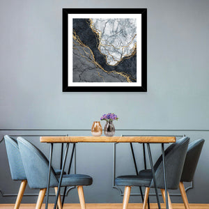 Black Stream Golden Beach Abstract Wall Art