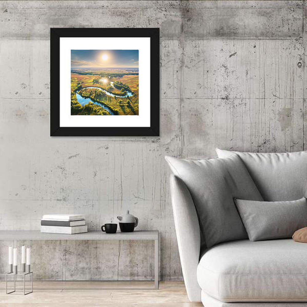 Sunlit Irrigation Canal Wall Art in a room, square