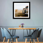Abandoned Rusty Vintage Cars Behind Barbed Wire Wall Art