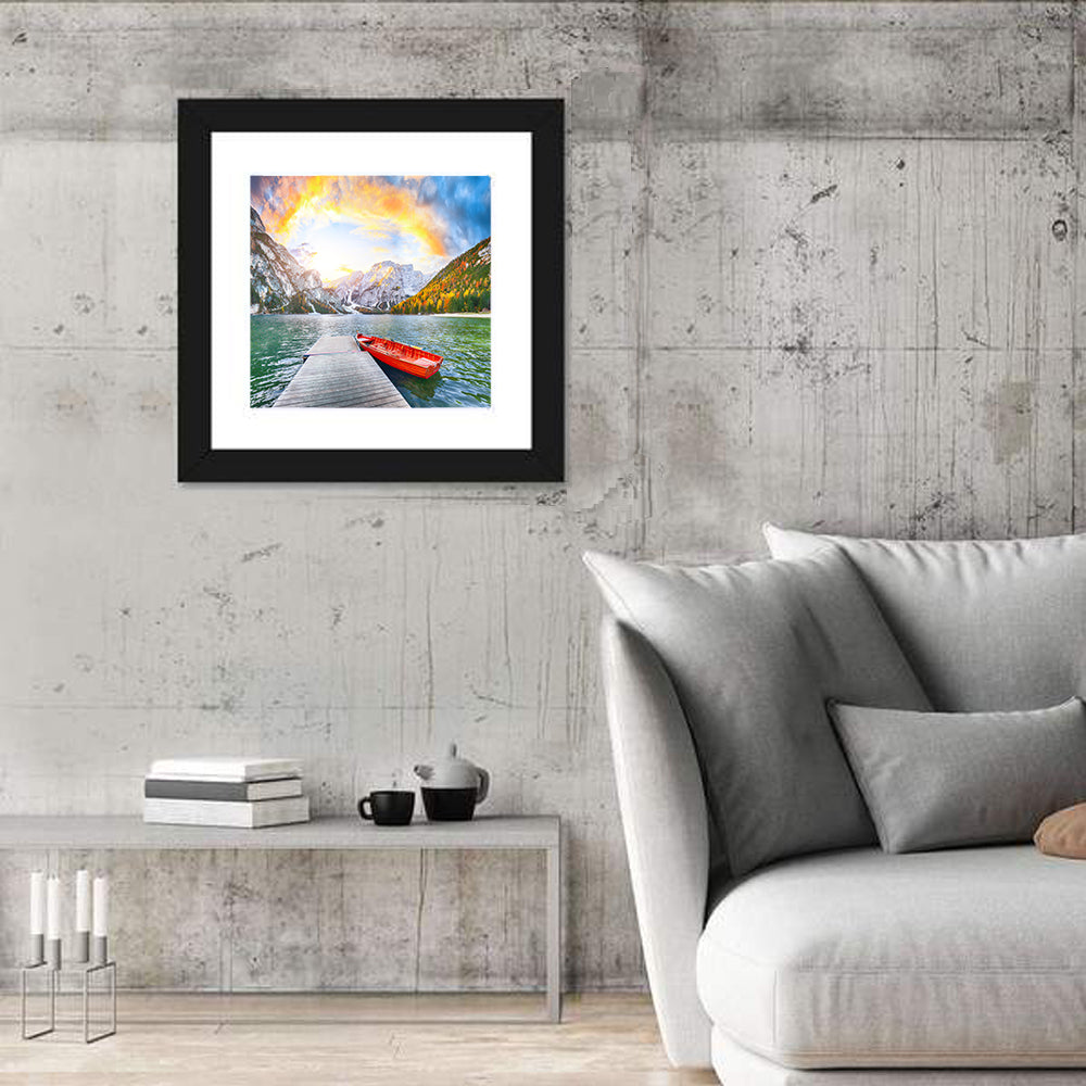 Pier at Lago Di Braies Wall Art
