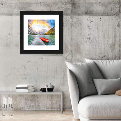Pier at Lago Di Braies Wall Art