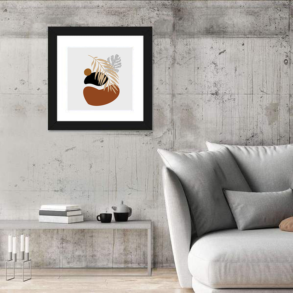 Tropical Stones Palm Leaf Wall Art in a room, square