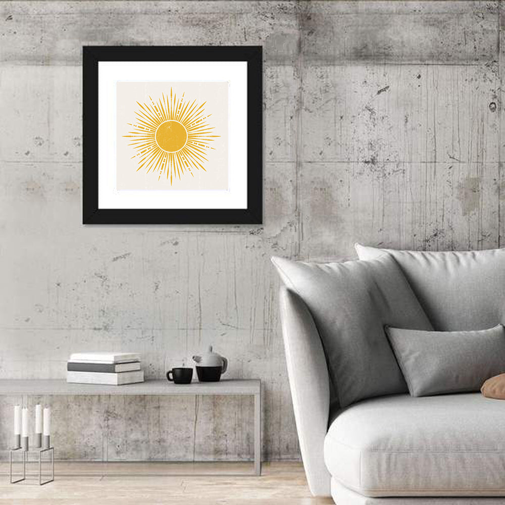 Golden Sunburst Boho Minimalist Wall Art