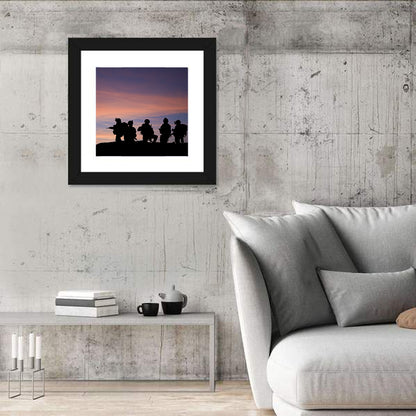 Soldiers Silhouetted at Sunset Wall Art