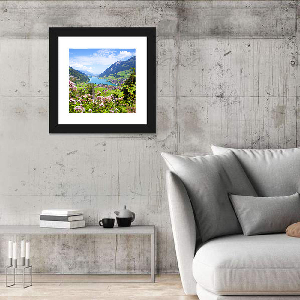 Lungern Village with Wildflowers Wall Art