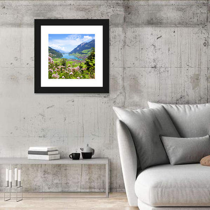 Lungern Village with Wildflowers Wall Art