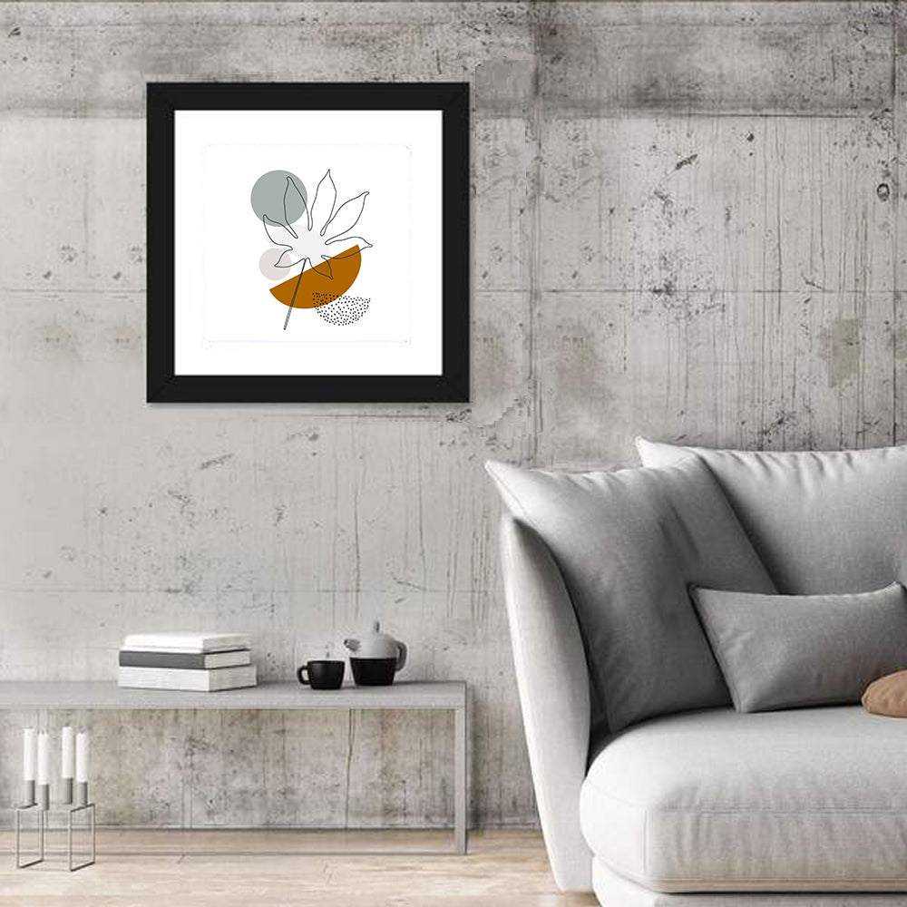 Palm Leaf with Geometric Shapes Wall Art in a room, square