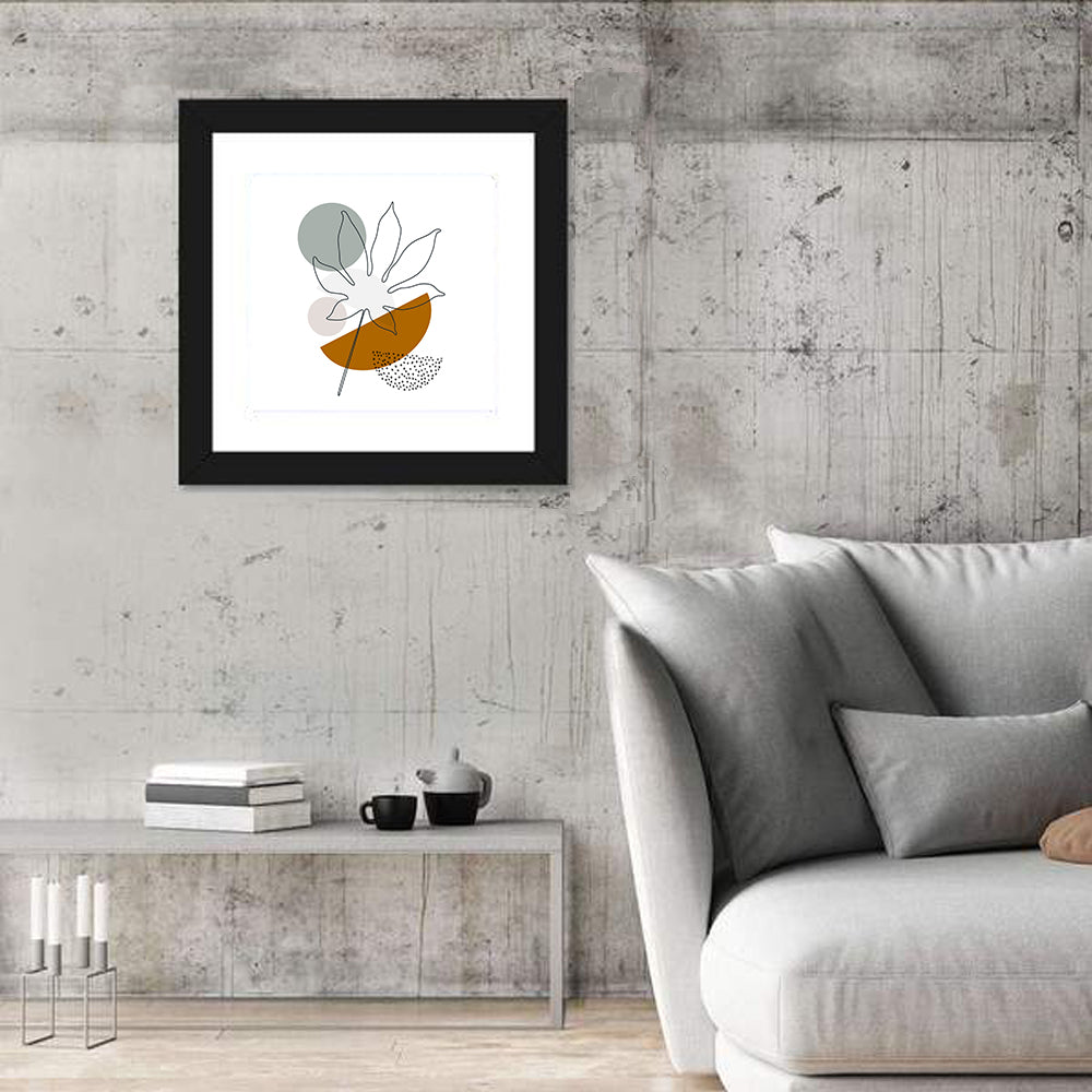 Palm Leaf with Circle Wall Art in a room, square