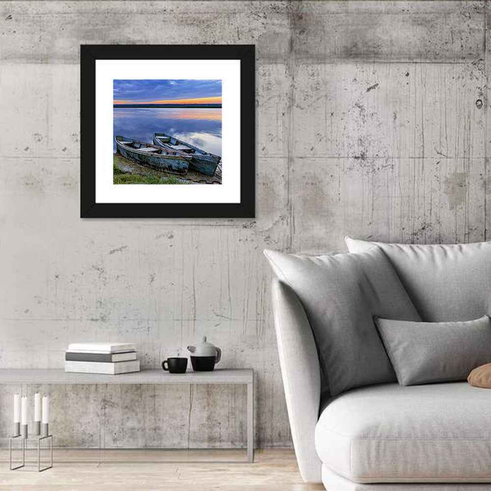 Chained Rowboats at Dusk Wall Art