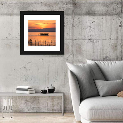 Albufera Sunrise Boat Silhouette Wall Art