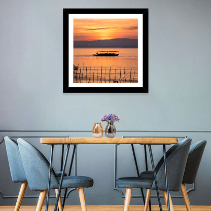 Albufera Sunrise Boat Silhouette Wall Art