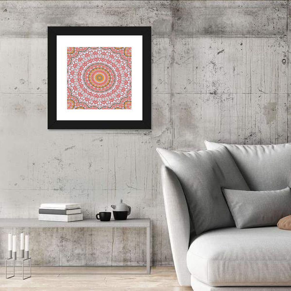 Pink Mosaic Mandala Wall Art in a room, square