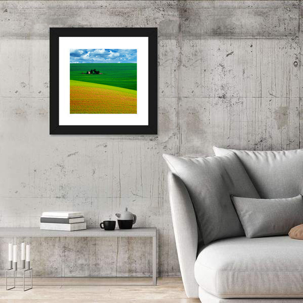 Golden Field and Green Hillside Wall Art