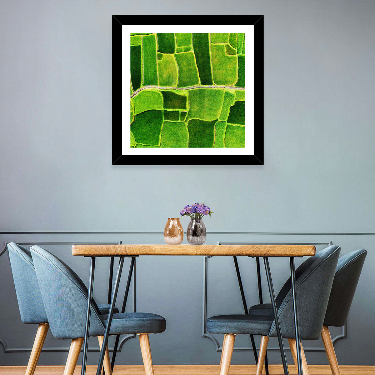 Verdant Rice Terrace Grid Wall Art