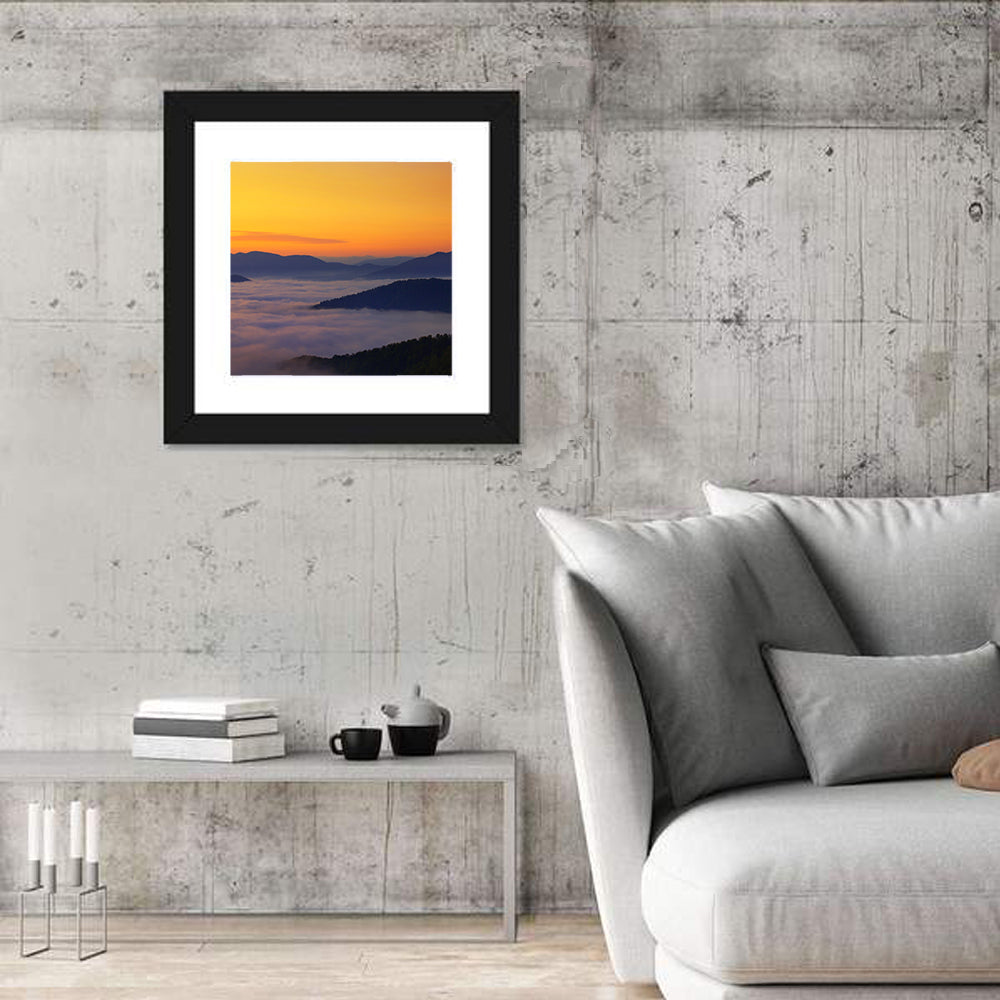 Cloud Sea Over Mountains at Golden Dawn Wall Art