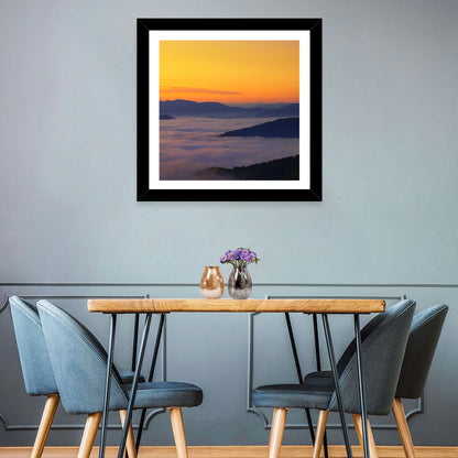Cloud Sea Over Mountains at Golden Dawn Wall Art