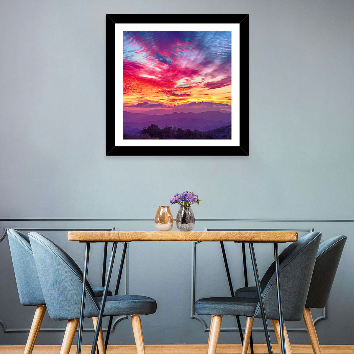 Golden Dusk Cloud Mountains Wall Art