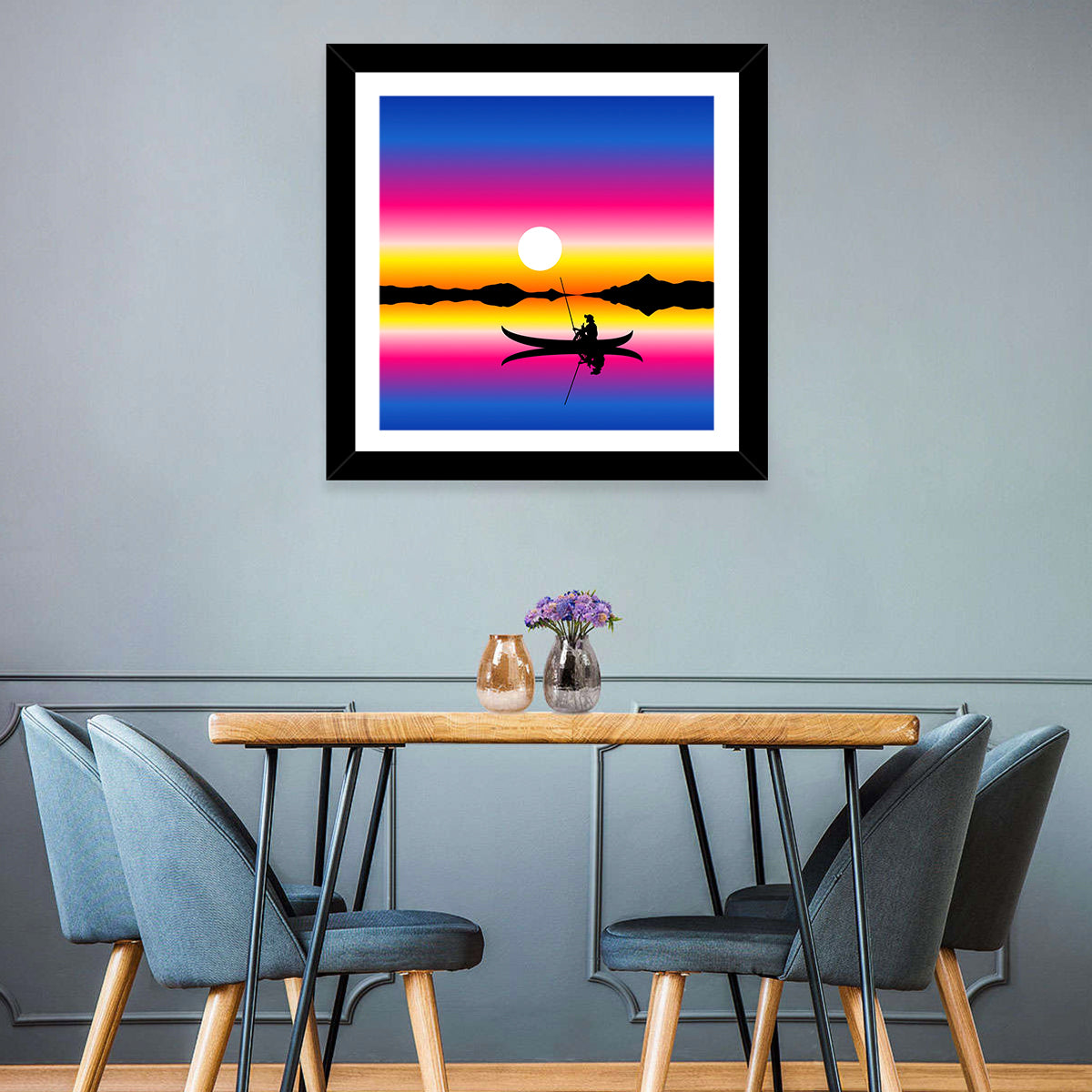 Fisherman Silhouette at Sunset Wall Art
