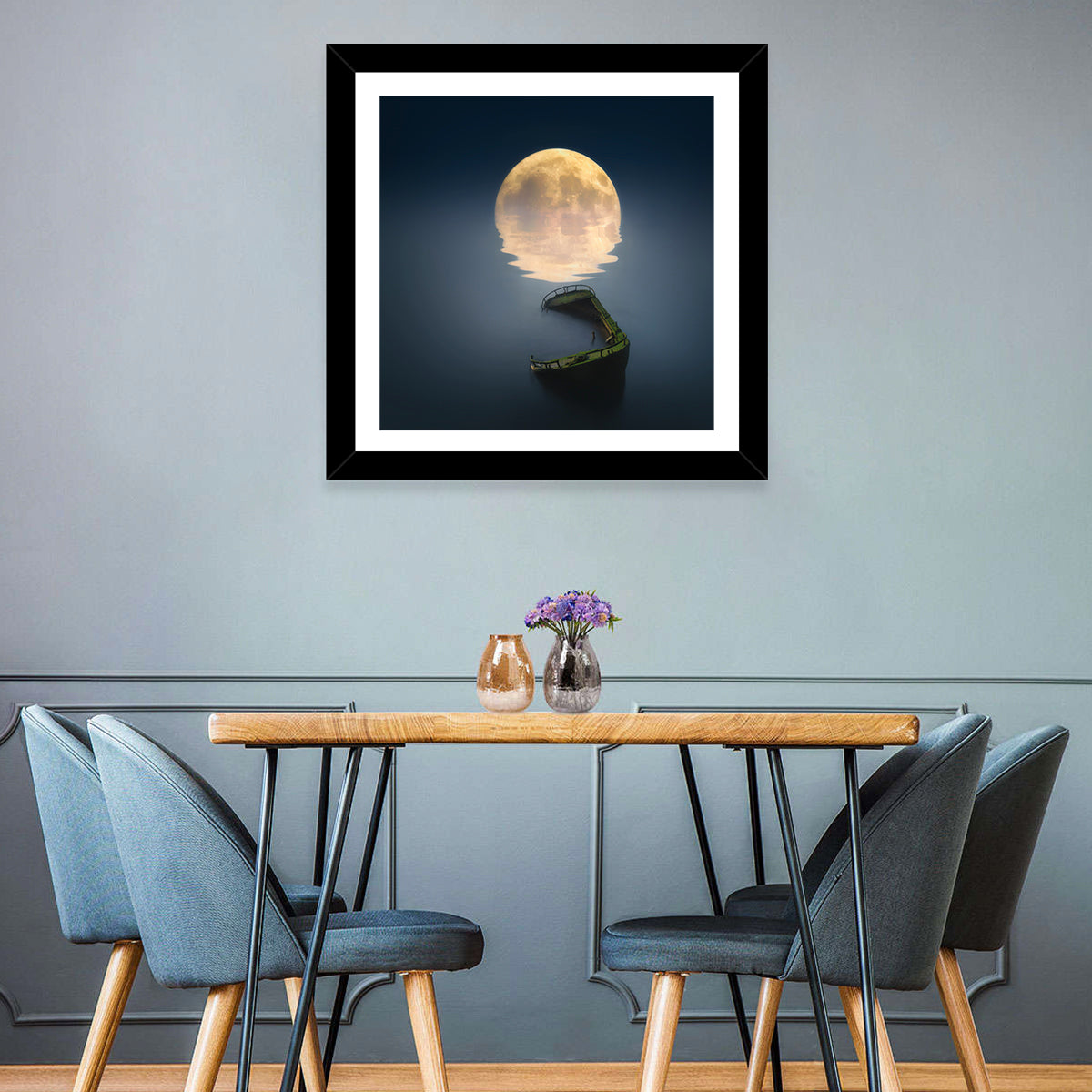 Moonlit Shipwreck Reflection Wall Art