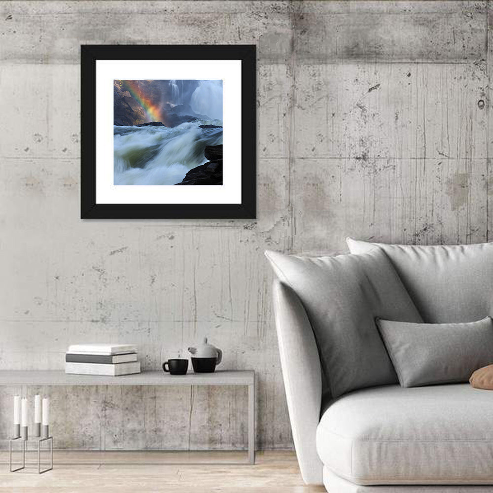 Rainbow Over Rushing River Wall Art