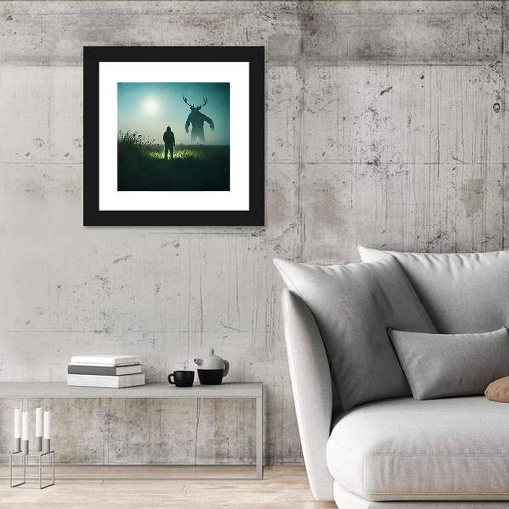 Antlered Shadow in Mist Wall Art