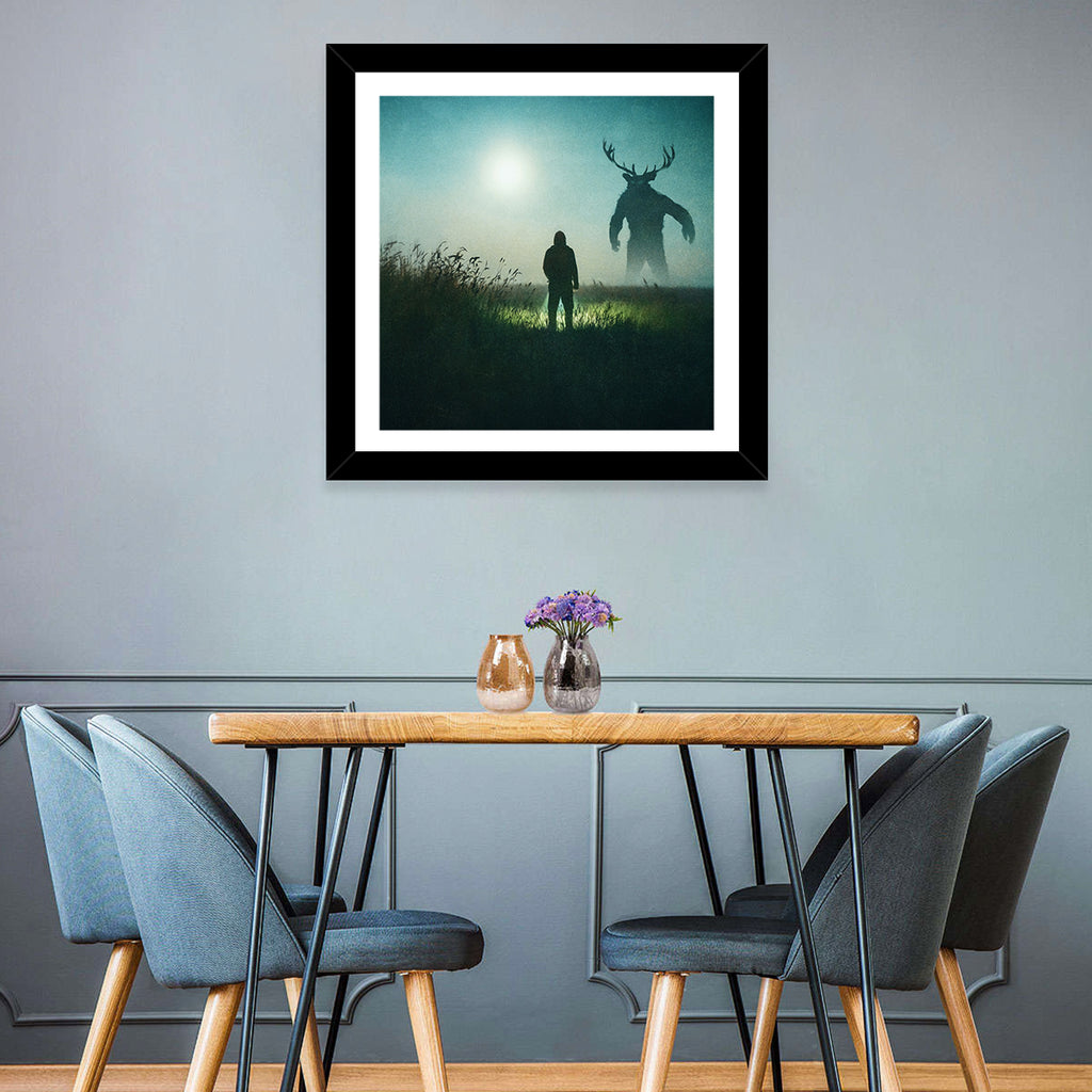 Antlered Shadow in Mist Wall Art