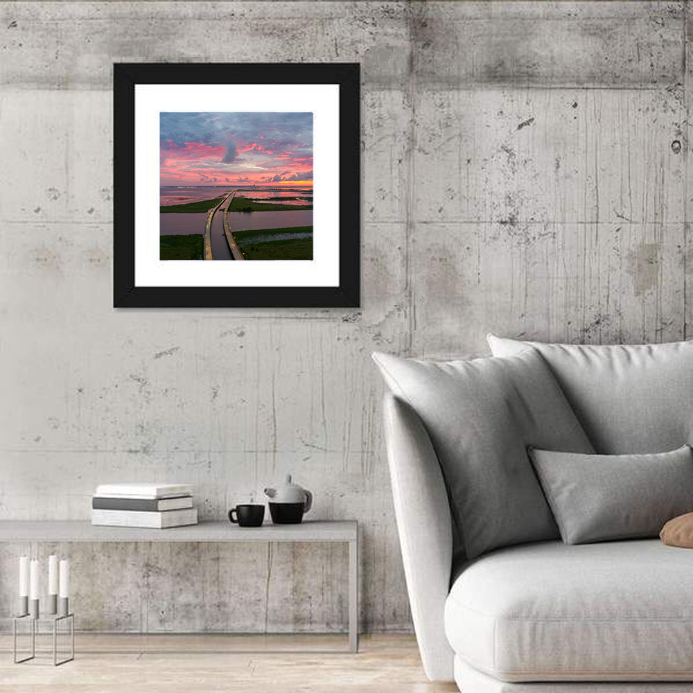 Mobile Bay Causeway at Dusk Wall Art