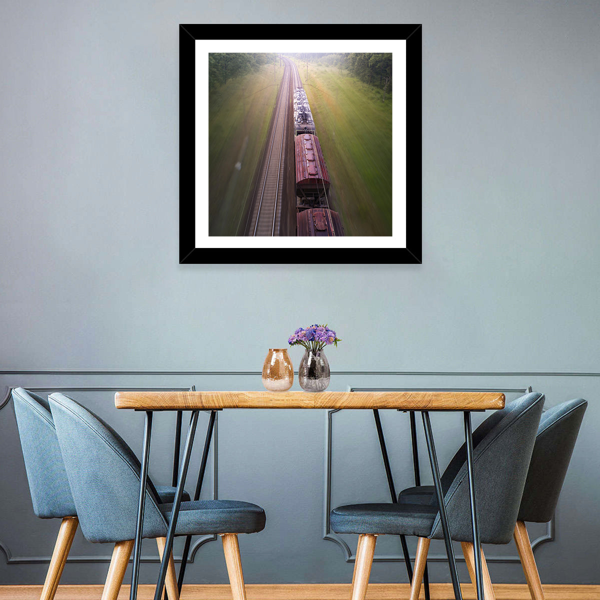 Freight Train Through Forest Wall Art