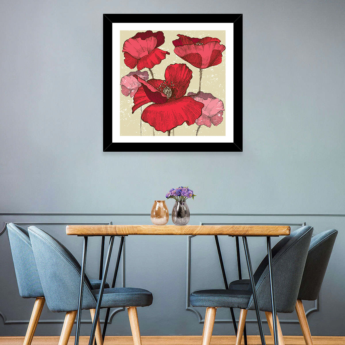 Vintage Poppy Illustration Wall Art