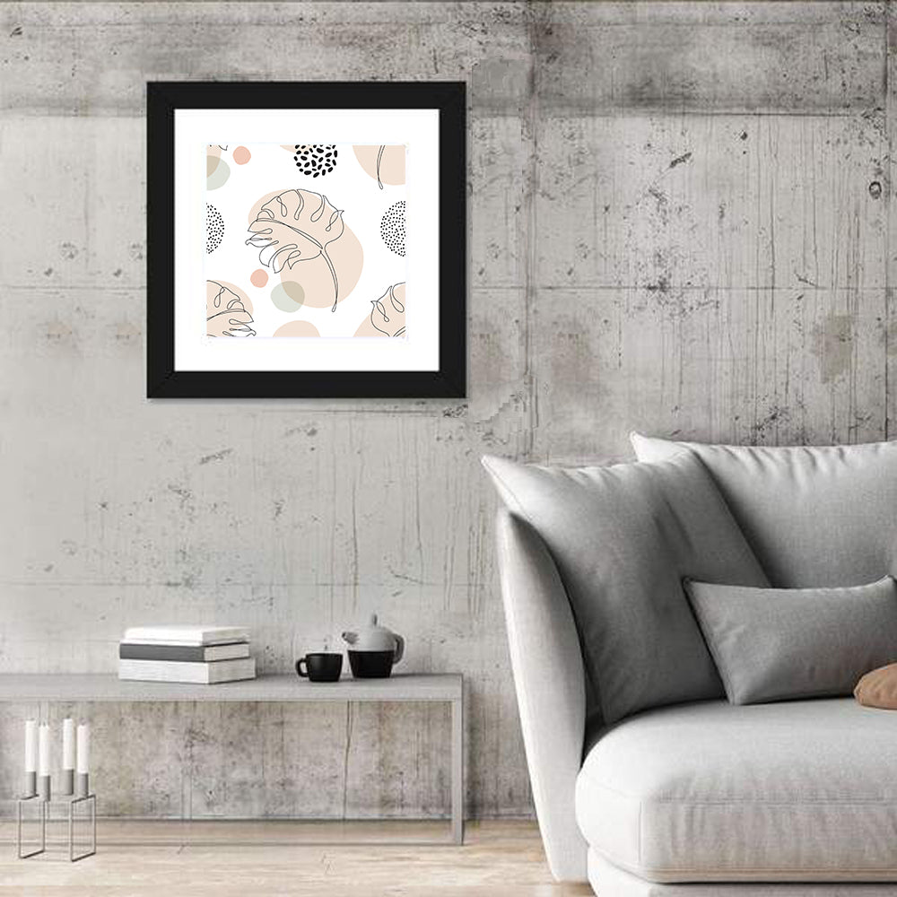 Monstera Leaf Pattern Wall Art in a room, square