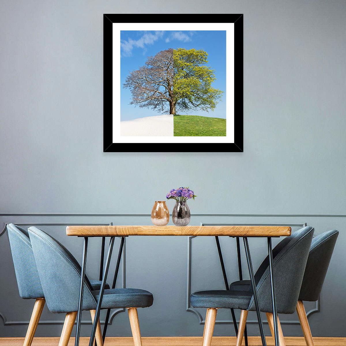 Split Season Tree Landscape Wall Art