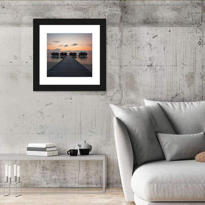 Overwater Bungalows at Sunset Wall Art