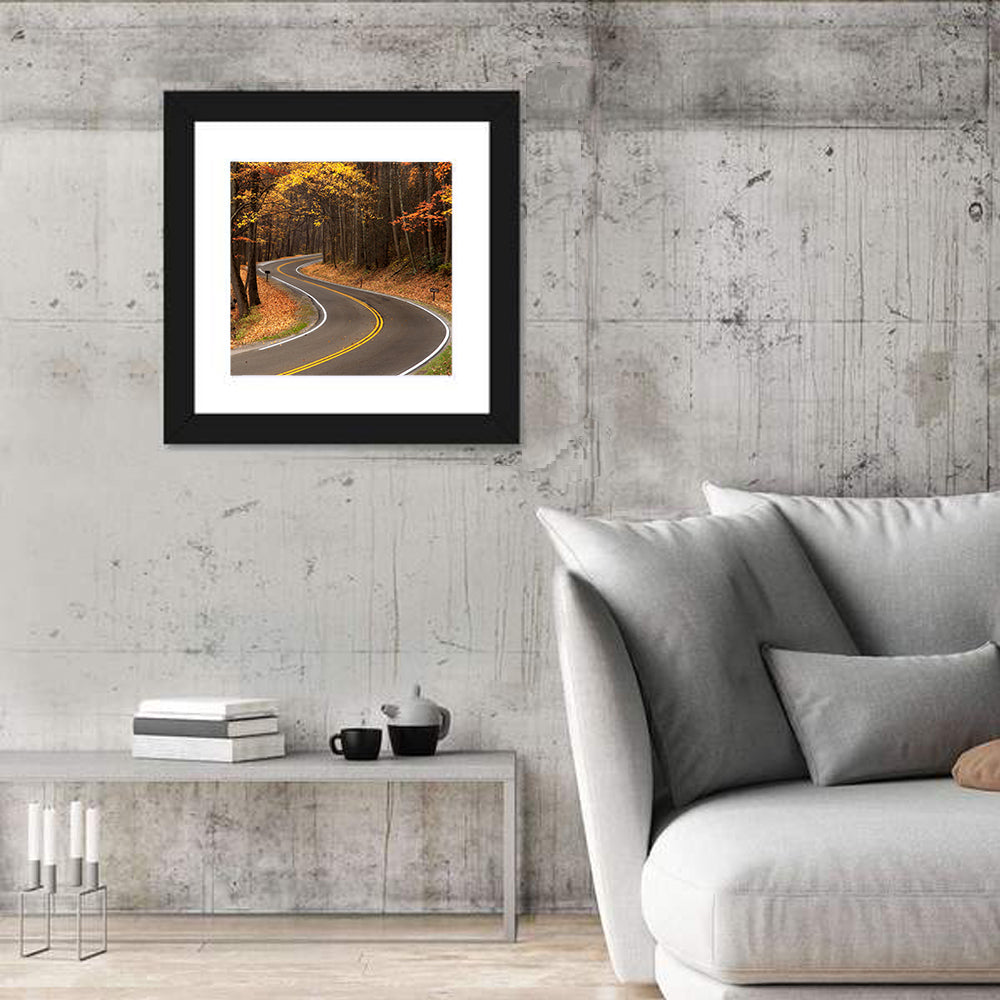 S-curve Road Through Autumn Forest Wall Art