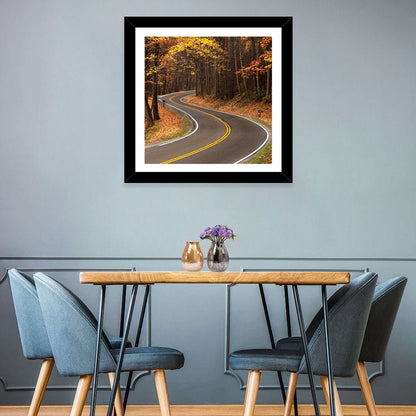S-curve Road Through Autumn Forest Wall Art