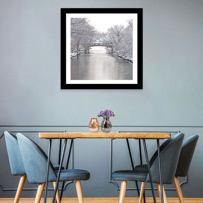 Yahara River Winter Stone Bridge Wall Art