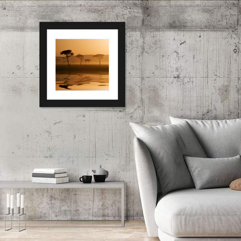 Savanna Sunset Acacia Silhouettes Wall Art