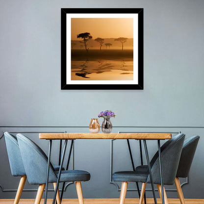 Savanna Sunset Acacia Silhouettes Wall Art