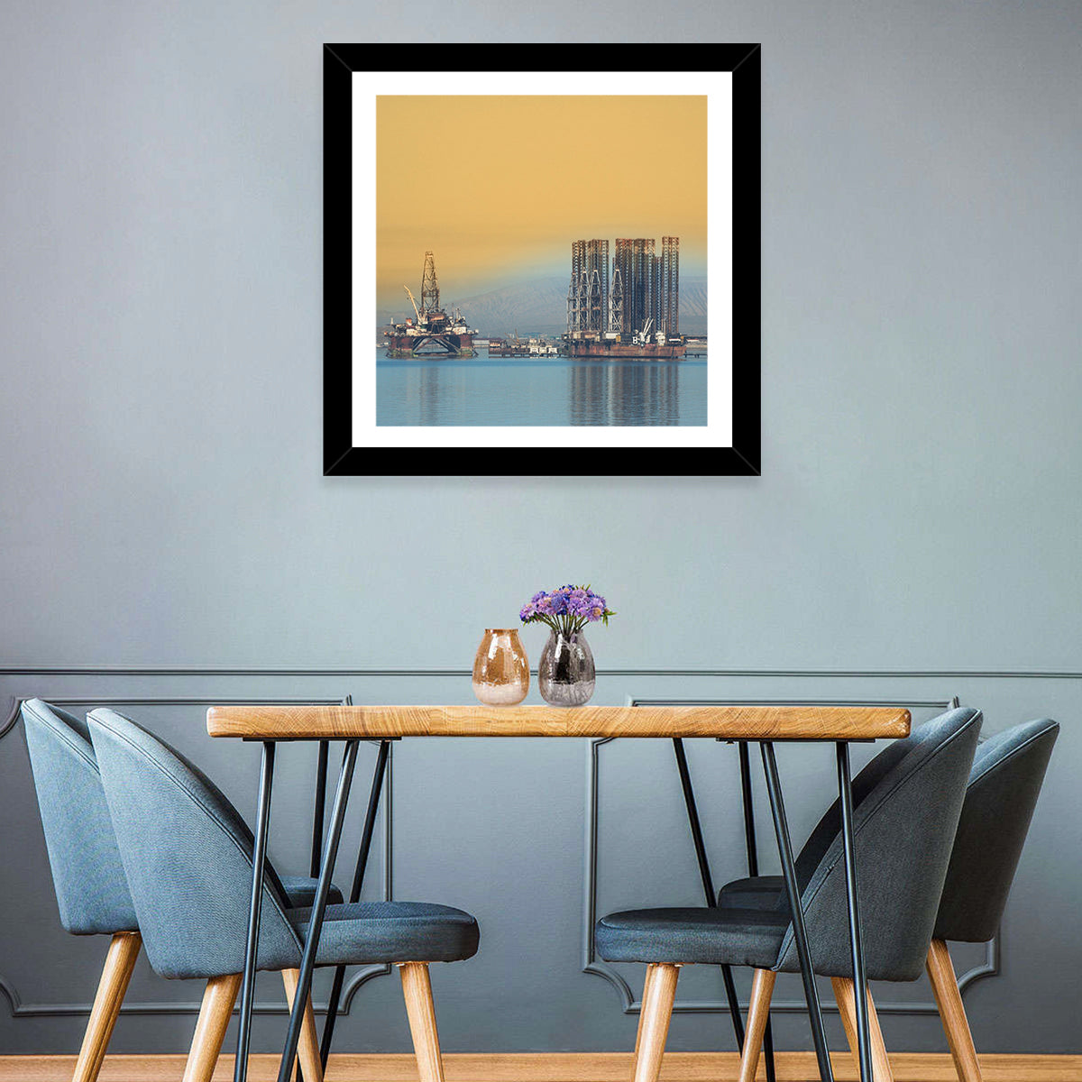 Baku Oil Rigs at Dusk Wall Art