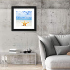 Minimalist Yellow Starfish on Turquoise Shore Wall Art