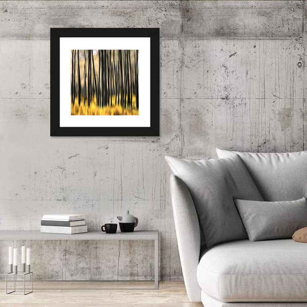 Golden Abstract Forest Wall Art