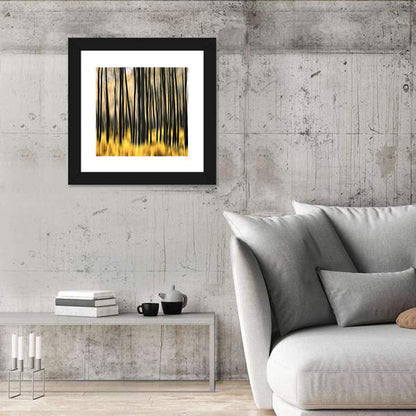 Golden Abstract Forest Wall Art