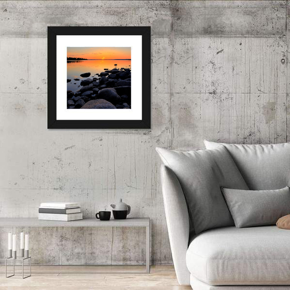 Rocky Lake Sunset Wall Art