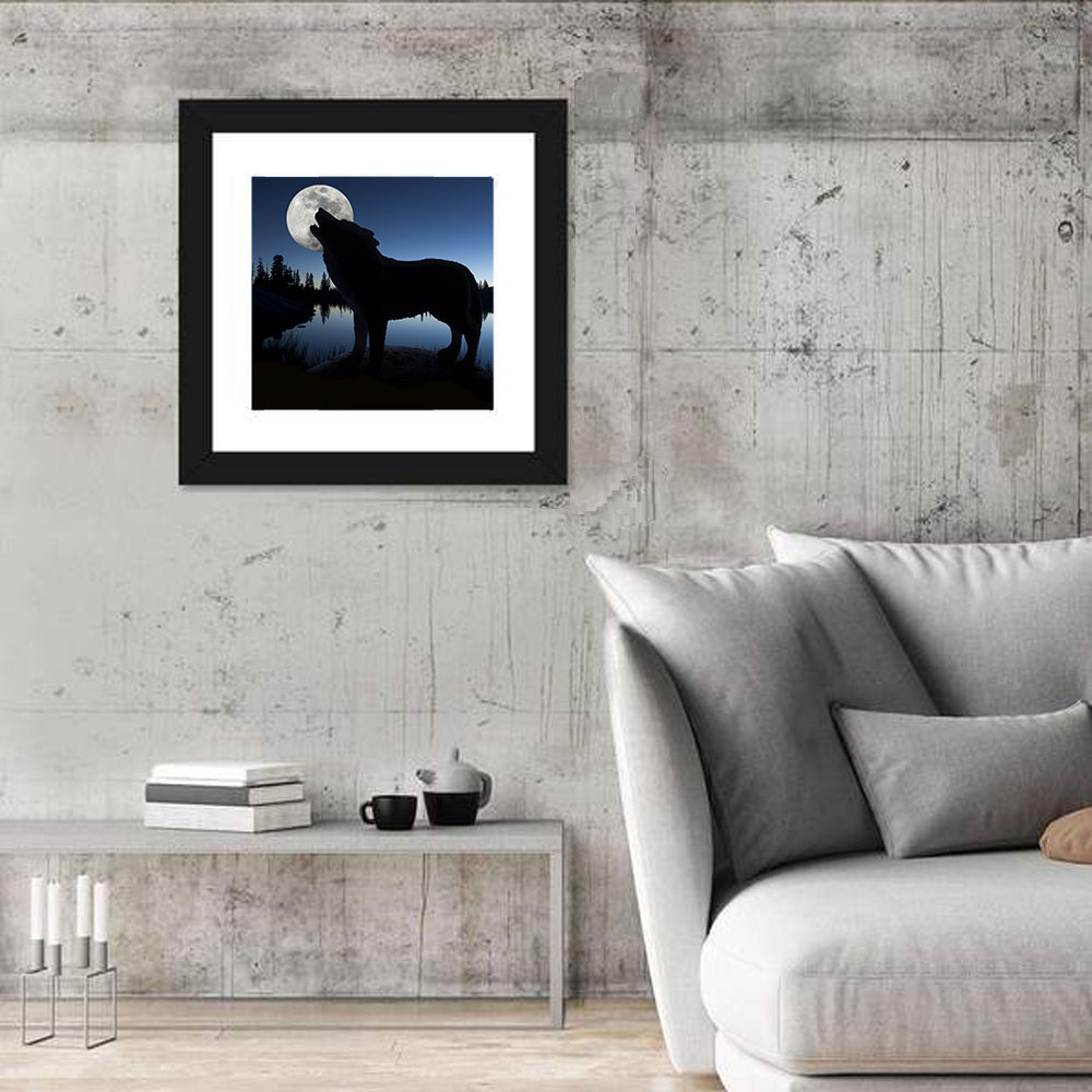 Howling Wolf at Full Moon Wall Art