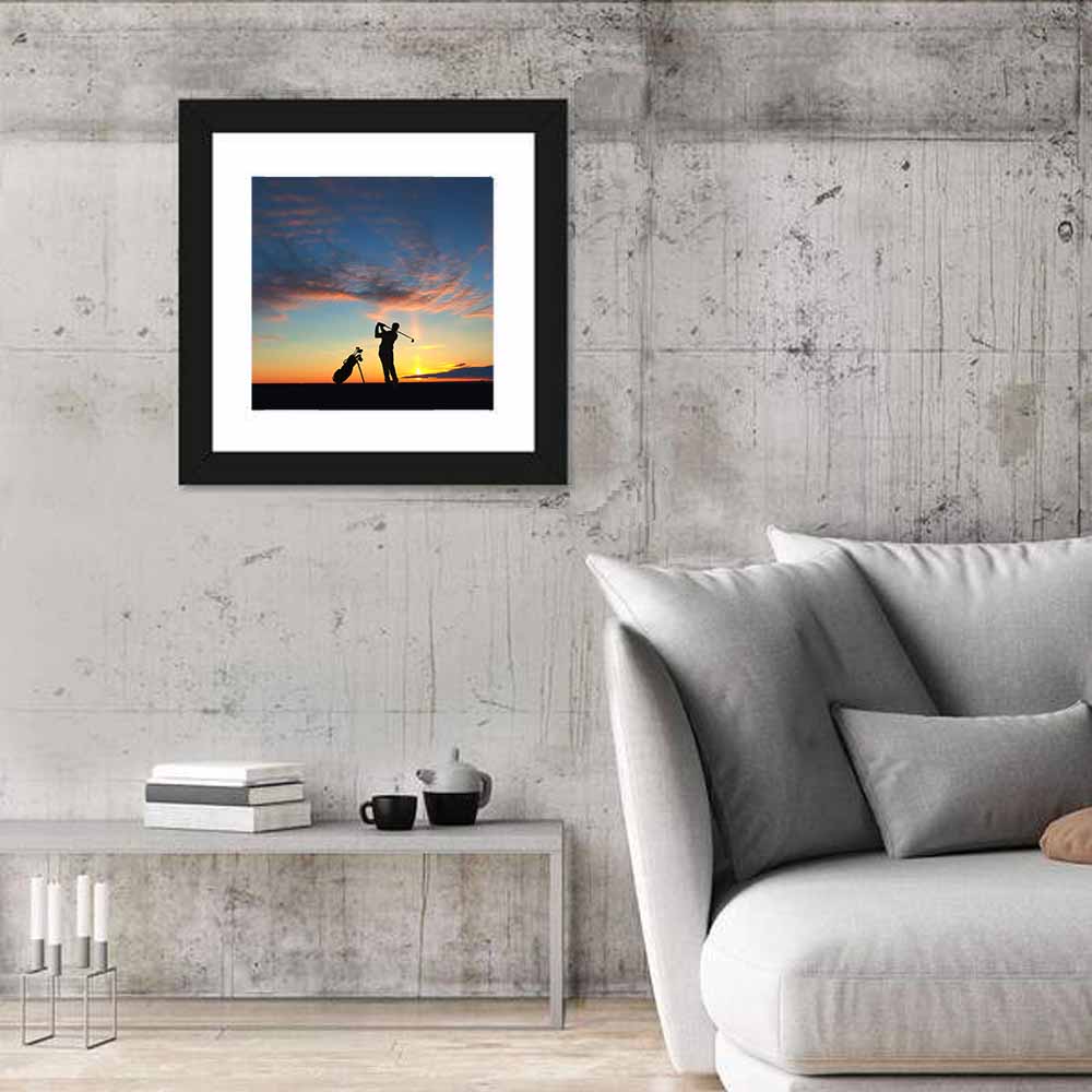 Sunset Golfer Silhouette Wall Art