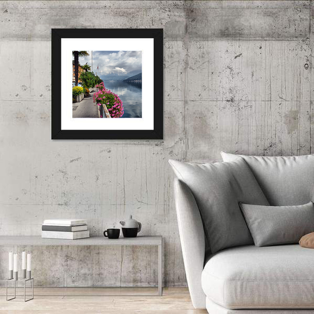 Lake Lugano Floral Walkway Wall Art