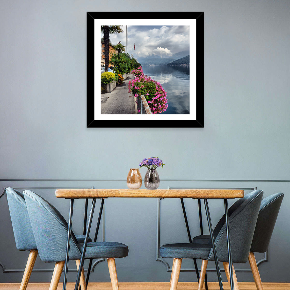 Lake Lugano Floral Walkway Wall Art